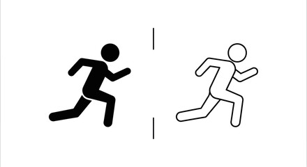 Black and white running figure illustration, vector art, design elements Vector