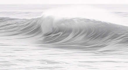 Powerful Ocean Wave Breaking with White Foaming Spray in Monochrome