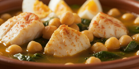 Potaje de Vigilia Cod Chickpea Stew Texture Macro