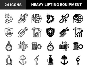 Fototapeta premium Heavy Industrial Engineering and Logistics Symbols Featuring Hybrid Mergers of Lifting Equipment Construction Tools and Global Shipping Elements