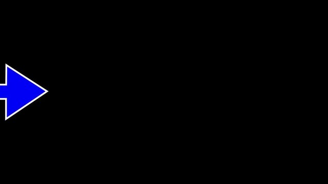 Blue arrow moving across black background showing direction and progress motion footage