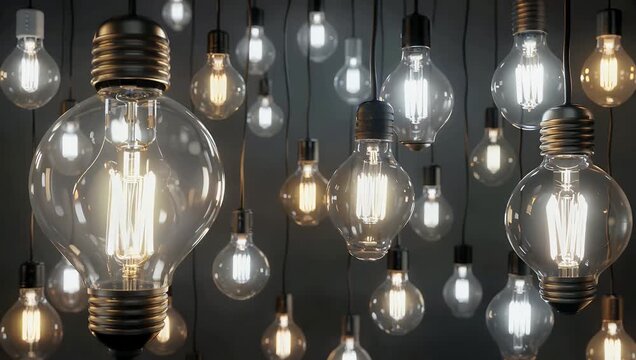 4K animated background featuring incandescent lamps of varying color temperatures showcasing the full spectrum from warm to cold light in a seamless looping visual ideal for creative architectural