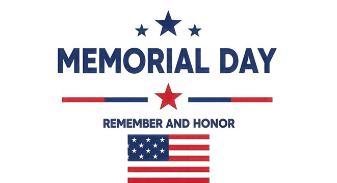 Memorial day graphic with patriotic symbols isolated on transparent background