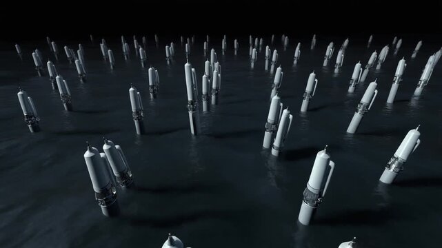 3D Rendering of Silver Bullets on Dark Surface.