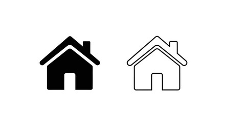 Minimalist house icon set, modern home symbols, simple house outline design Vector