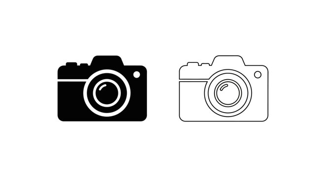 Black and white camera icons, vector illustration, simple design, camera symbol Vector