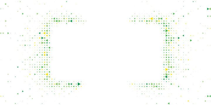 Abstract green and yellow triangle mosaic corner frame background modern geometric particle design for banner poster website header presentation slide and marketing template vector illustration 