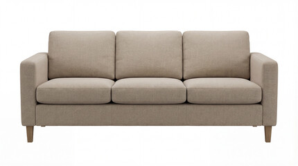Fototapeta premium Neutral Couch Elegance: A stylish, neutral-toned couch offers a serene and inviting touch to any interior design, exuding comfort and simplicity.