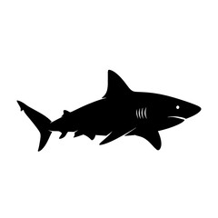 Obraz premium Black silhouette of a shark swimming.