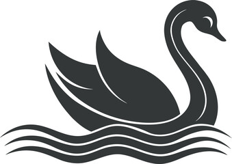 Naklejka premium Black swan silhouette on water