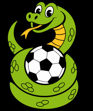 Smileteesfunnya Funny Green Python Snake and Soccer Ball