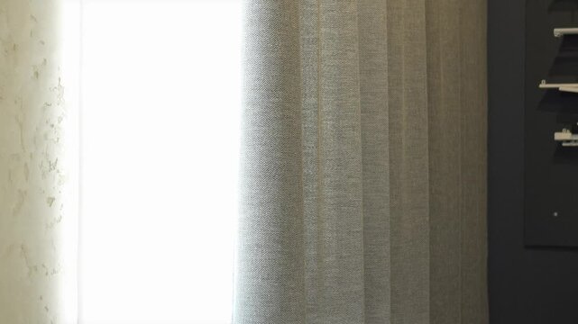 automatic opening of curtains on the remote control. large wide wooden blinds. professional window shading salon, electric drive, servo drive, elite technologies, curtains on the remote control