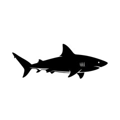 Obraz premium Black silhouette of a shark swimming.
