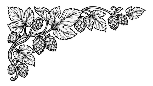 Craft brewery themed hops ornament in classic style.