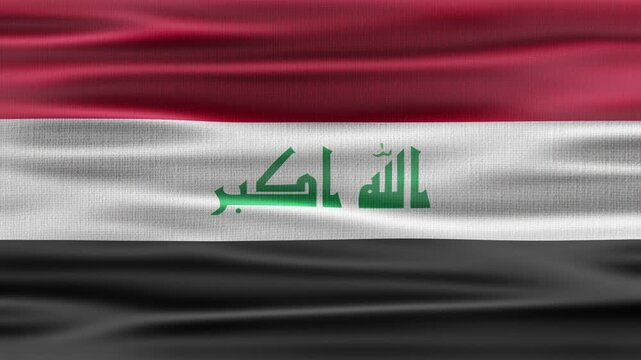 Iraq flag waving in the wind with high quality fabric texture