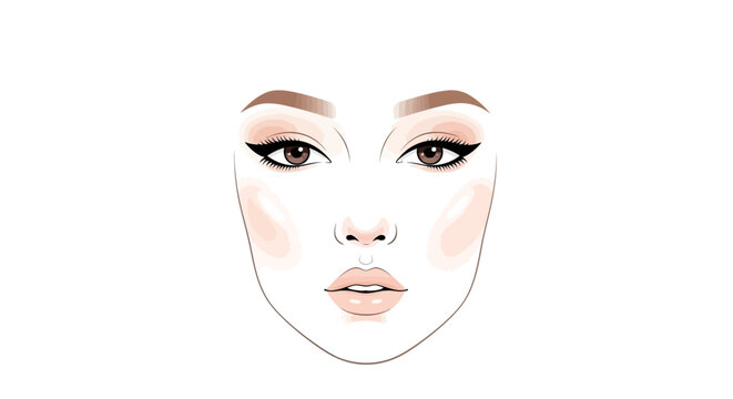Woman Face Makeup Illustration.