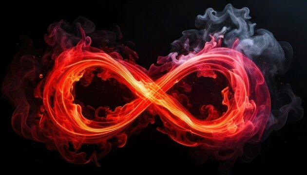 Fiery Infinity Symbol - A Dance of Red and White Smoke.