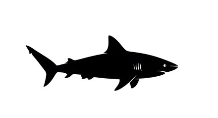 Fototapeta premium Black silhouette of a shark swimming.