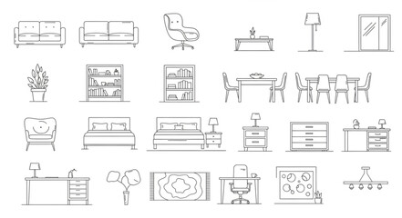 Architectural Drawings of Furniture and Room Layouts. © arjuna davin