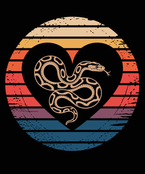 Ball Python Vintage Heart Funny Pet Reptile Snake Lovers