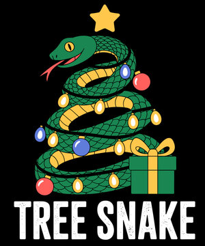 Xmas Tree Snake Funny Christmas Reptile Lover
