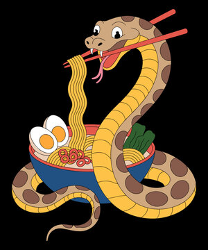 Kawaii Ramen Snake Ball Python Funny reptile Python Noodle
