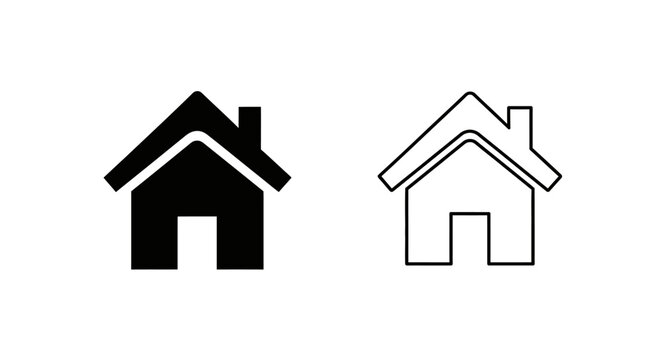 Minimalist house icons simple home symbols black and white line art Vector
