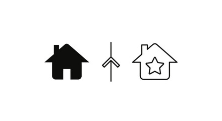 Modern house icon design with star and wind turbine symbol for eco-friendly home concept Vector © Sultan