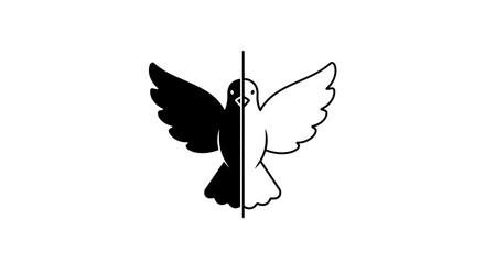 Black and white dove symbolizing peace and freedom with outspread wings Vector © Sultan