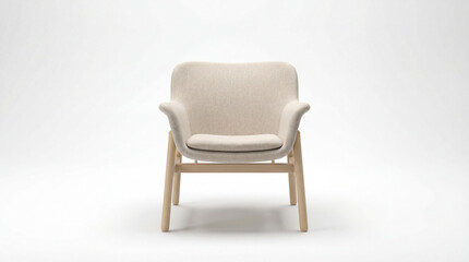 Fototapeta premium Cozy Comfort: an elegant armchair crafted from natural wood and soft fabric inviting relaxation and refined style.