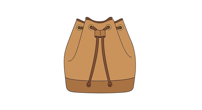 Brown Leather Drawstring Bag.
