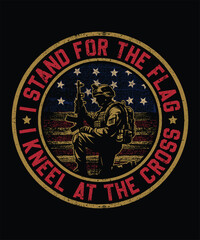 I Stand for the Flag I Kneel at the Cross Patriotic Christian USA Design