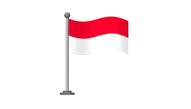 Indonesian flag waving proudly against a clean white background.