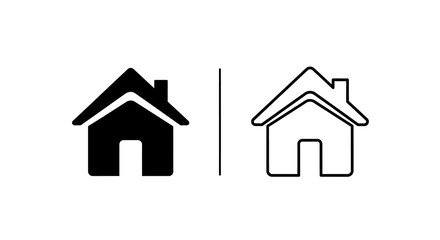 Minimalist house icon comparison, black and white home symbol, simple house design Vector