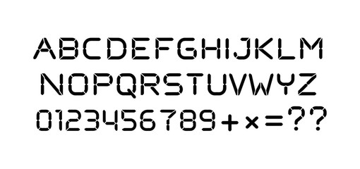 Obraz premium Futuristic digital font featuring geometric letters and numbers in high tech style