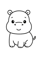 Naklejka premium cute cartoon hippo smiling illustration