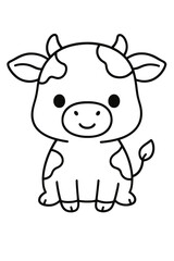 Fototapeta premium Funny cute cow cartoon character smiling on a farm illustration