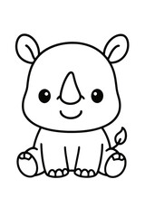 Fototapeta premium Coloring book cute baby animals rhiono cartoon illustration