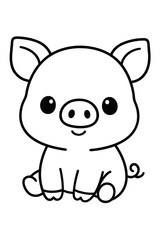 Naklejka premium Cute cartoon piggy smiling on farm