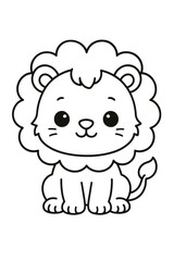 Fototapeta premium cute cartoon lion on vector illustration