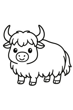 cartoon vector yak illustration on farm