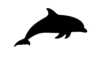 Fototapeta premium Black silhouette of a dolphin swimming.