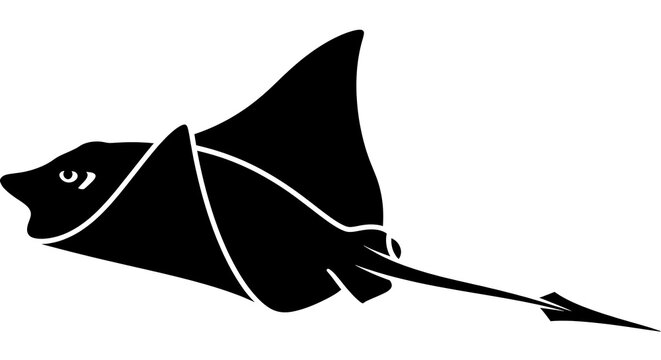 Black silhouette of a stingray fish.
