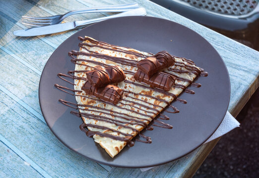 Delicious Chocolate Drizzled Crepe