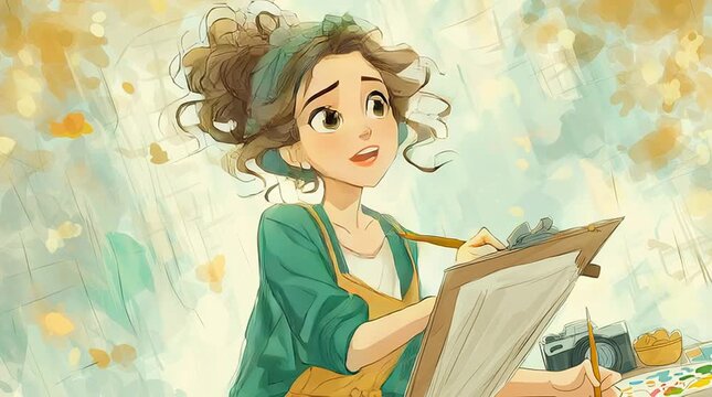 Una joven artista, absorta en su creaci&oacute;n, bajo un cielo de ensue&ntilde;o.