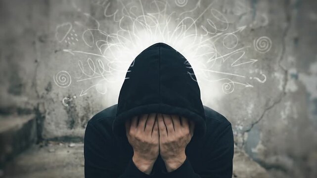 A Person with a Hoodie Cries, Representing Sadness, Grief, and Emotional Distress