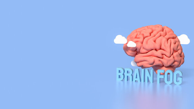 Brain Fog Concept with 3D Brain and Clouds.