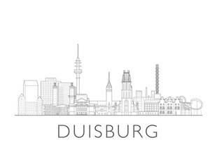Fototapeta premium Duisburg Germany skyline urban cityscape illustration drawing with landmarks