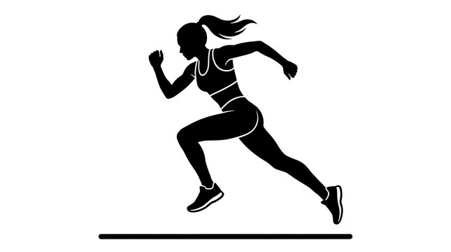 Female runner in motion silhouette