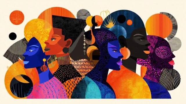 Vibrant Abstract Art African Women Diversity Empowerment